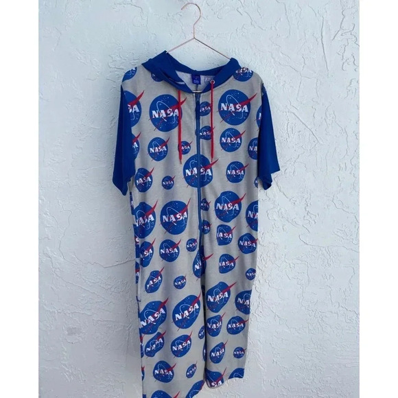 Nasa Kids Front Zip Hooded Jumpsuit Blue Sz Small - Picture 1 of 9
